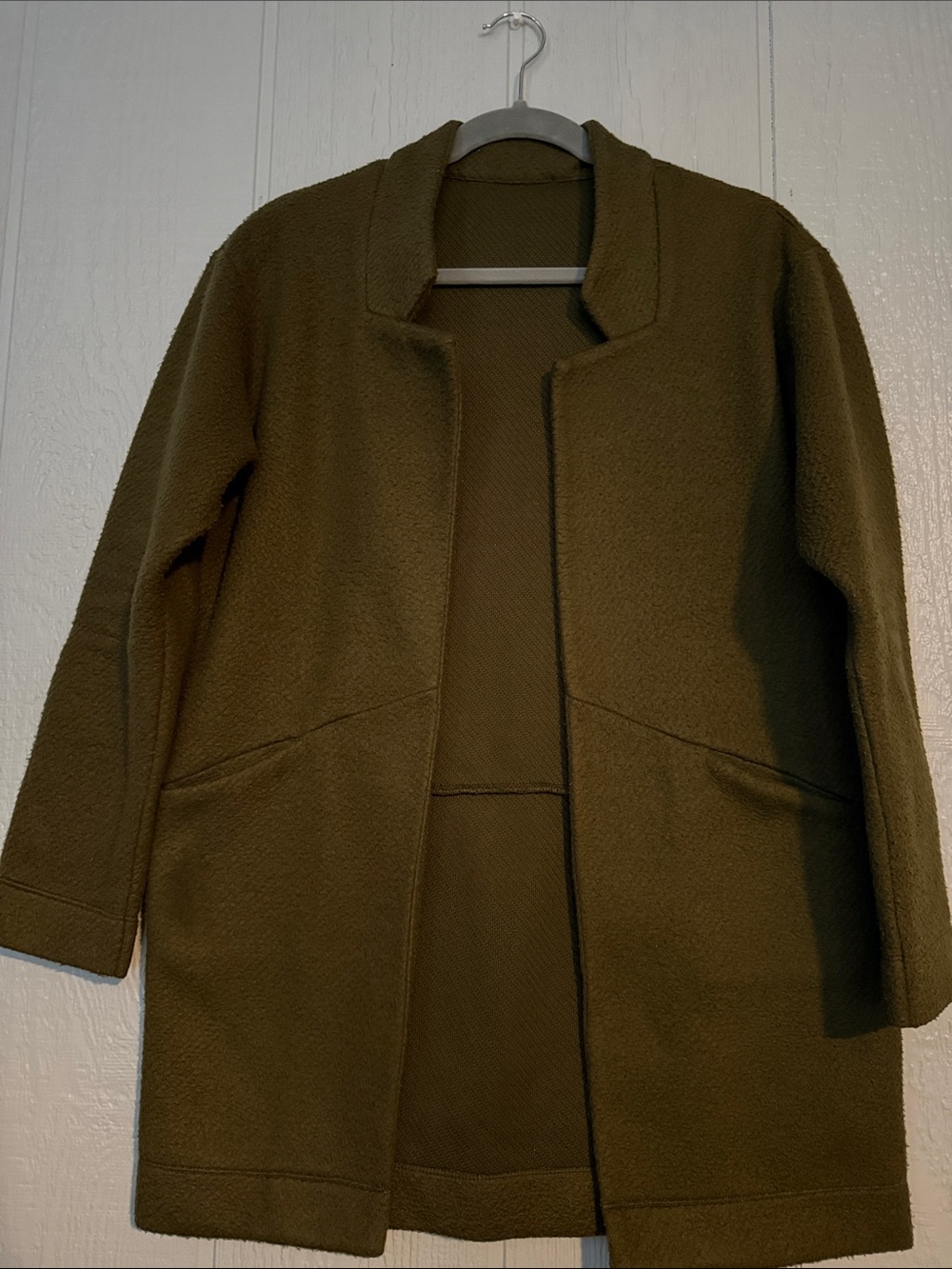 Express Olive Green Open-Front Trench Coat